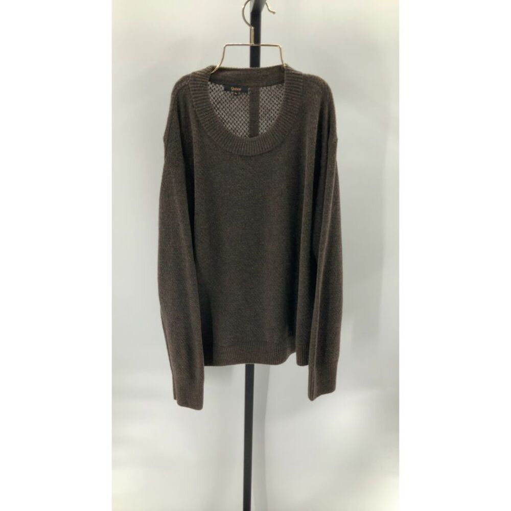 Quince Womens Alpaca Diamond Stitch Crew Dark Walnut XL